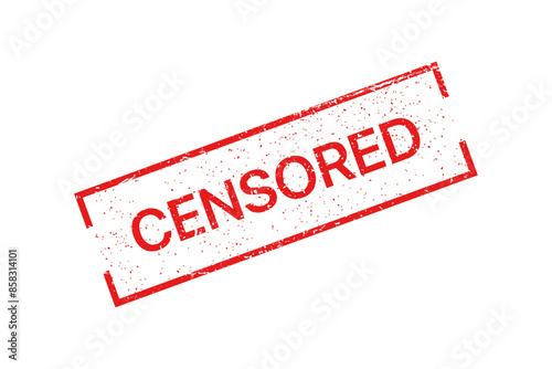 Censored red stamp on white background