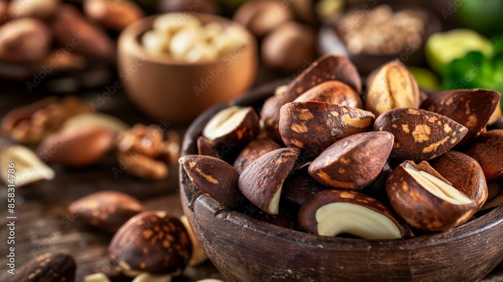 Tasty brasil nuts, Brazilian nuts, element for cosmetics and healthy eating Tasty brasil nuts, Brazilian nuts, element for cosmetics and healthy eating