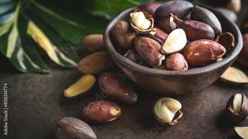 Tasty brasil nuts, Brazilian nuts, element for cosmetics and healthy eating
