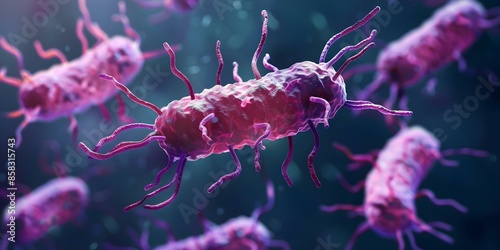 Connection between H pylori bacteria and stomach ulcers and gastritis infections. Concept Stomach Ulcers, Gastritis Infections, H, pylori Bacteria, Digestive Health, Bacterial Infections photo
