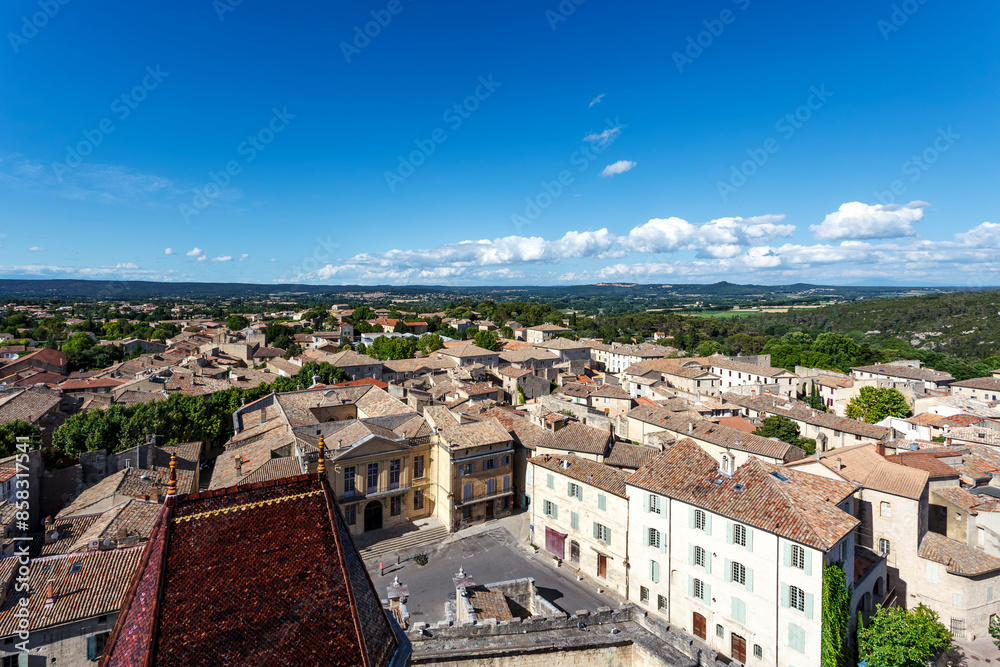 Naklejka premium View at the historic center of Uzes from the Duke's castle, Provence, France, Europe