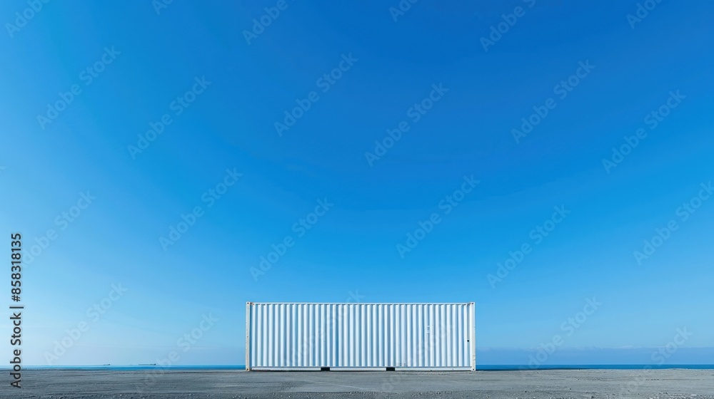 Obraz premium A single container against a clear, blue sky background with open space around it for adding promotional content
