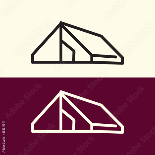 Illustration of a hand-drawn campsite icon, travel vector