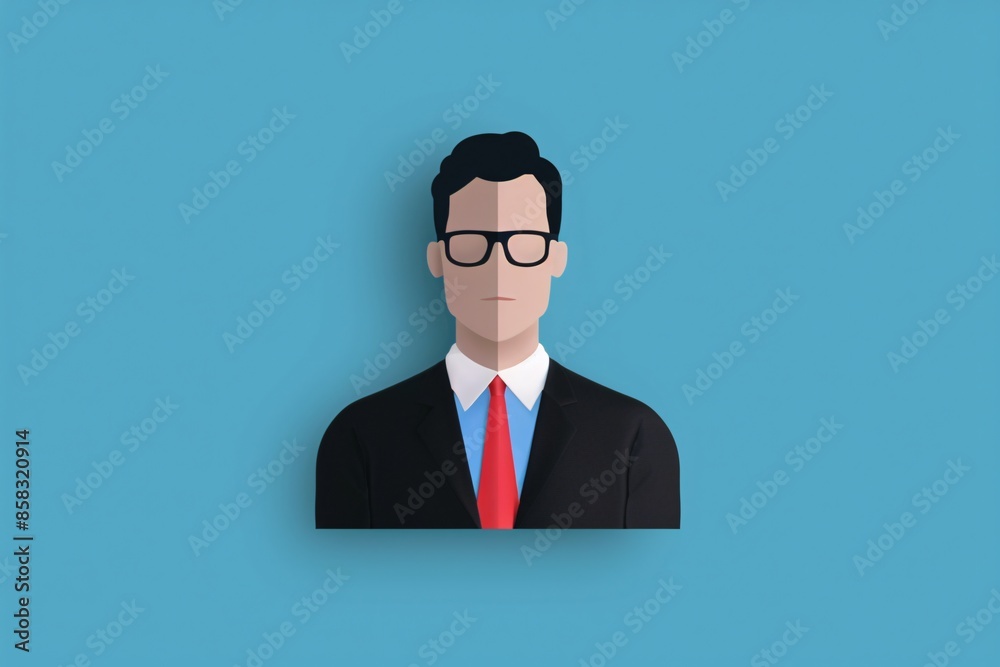 Flat vector illustration of professional man in suit and red tie on blue background, suitable for business and corporate themes. Flat vector illustration of professional man in suit and red tie on blue background, suitable for business and corporate themes.