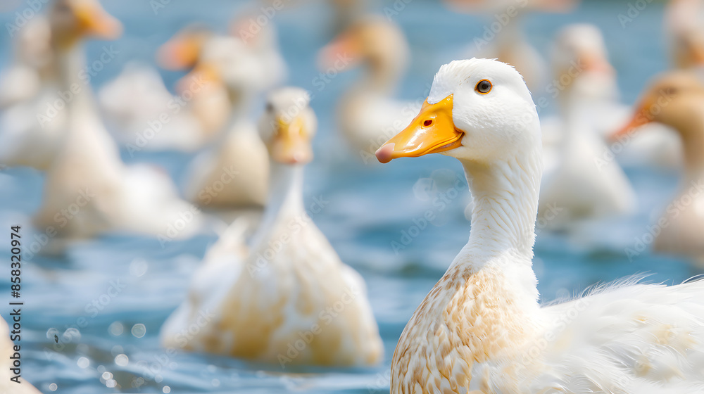 Fototapeta premium fat white ducks