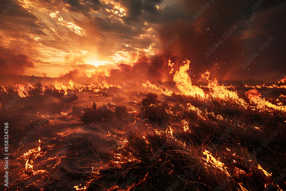 Wildfires consume vast landscapes, fueled by dry conditions and strong winds, leaving trails of destruction in their wake. Wildfires consume vast landscapes, fueled by dry conditions and strong winds, leaving trails of destruction in their wake.