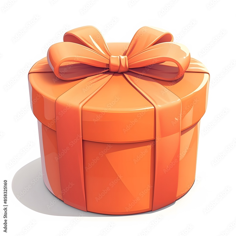 Shiny Orange Gift Box in 3D on White Background Shiny Orange Gift Box in 3D on White Background