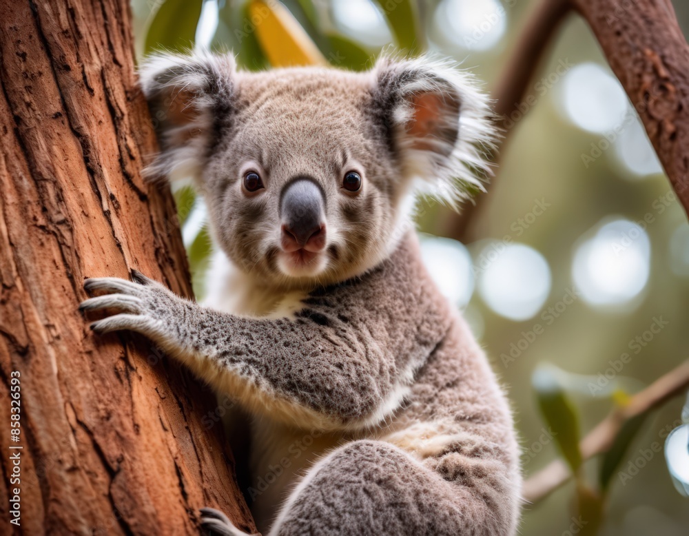 Obraz premium A Koala Climbing a Tree