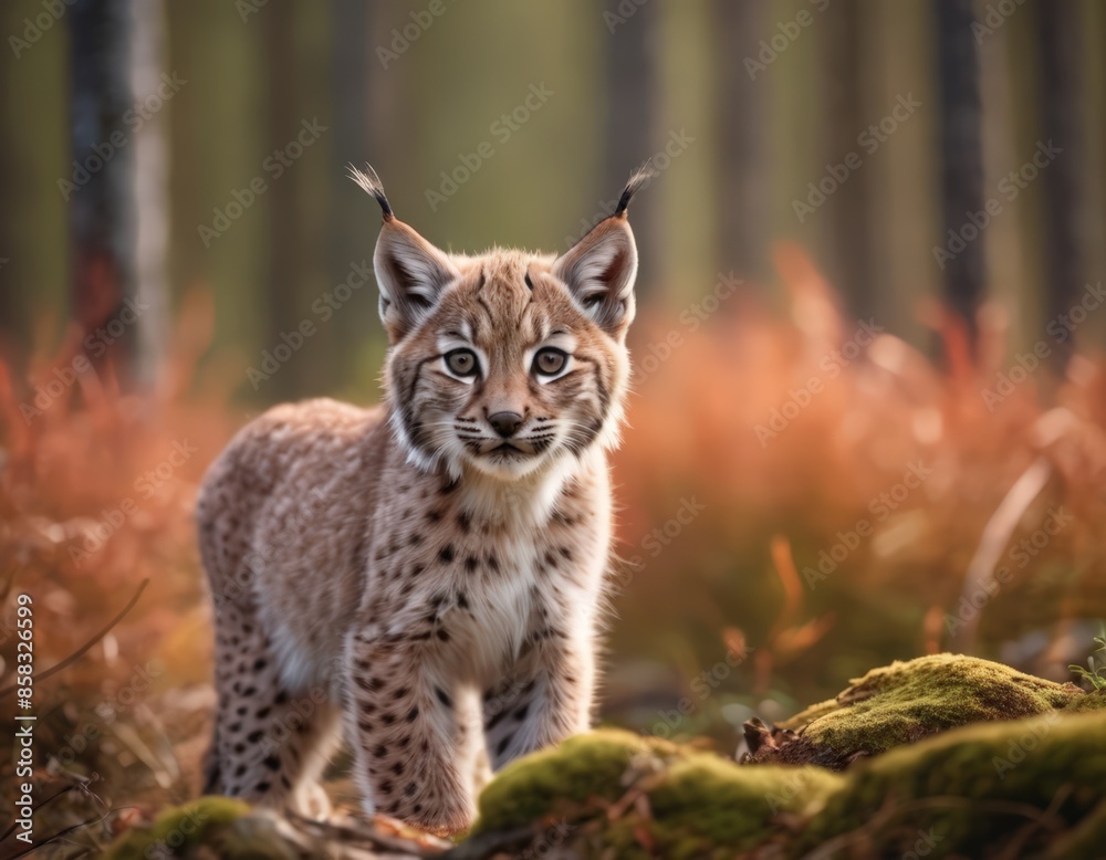 A young lynx in the woods A young lynx in the woods