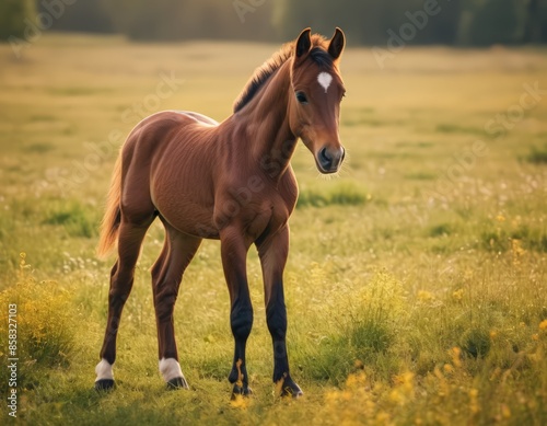 A Young Horse in a Field