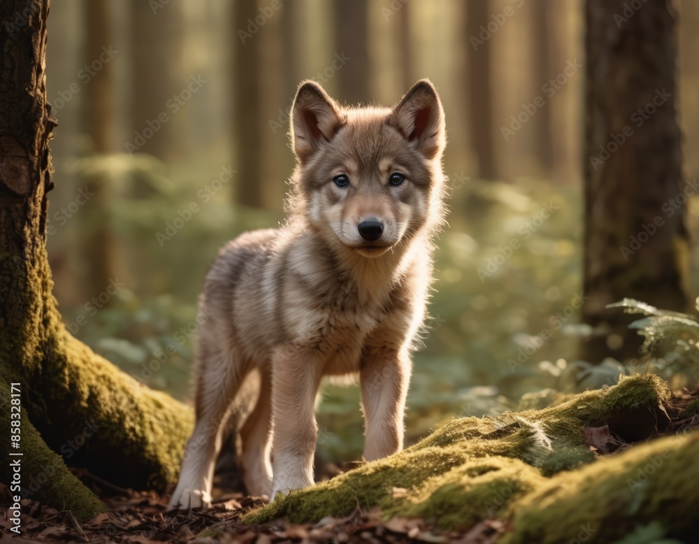 A Wolf Puppy in the Forest A Wolf Puppy in the Forest