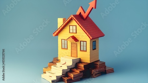 An upward trend in the housing market, signifying a thriving real estate industry and considerable financial advantages from rental income or real estate investments photo