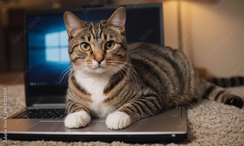 A cat laying on a laptop A cat laying on a laptop