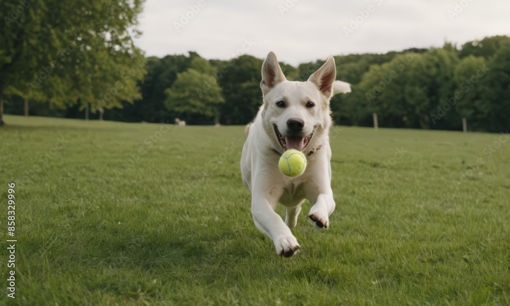 Dog Playing with a Ball in the Park Dog Playing with a Ball in the Park