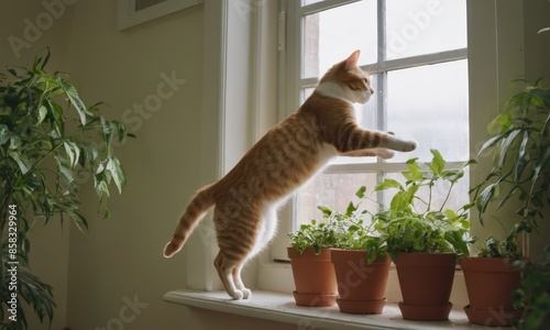 A cat looking out the window