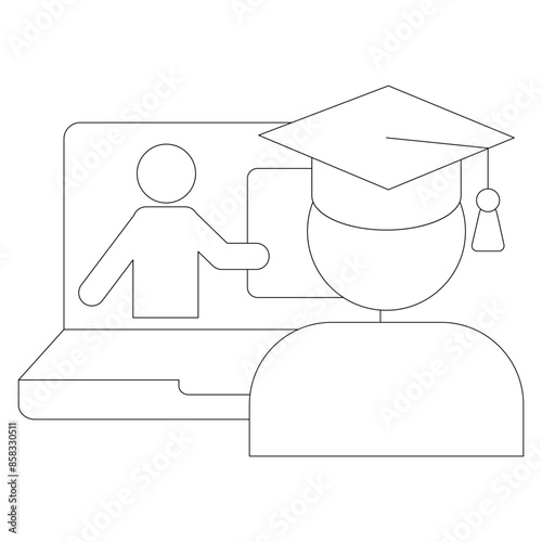 Evaluation concept with icon. Criteria, Online Education: thin vector icon set, black and white kit . Vector Simple icon. Eps 10. 