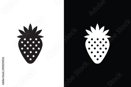Strawberry icon. strawberry fruit vector symbol in black and white background.