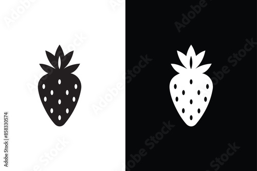 Strawberry icon. strawberry fruit vector symbol in black and white color.