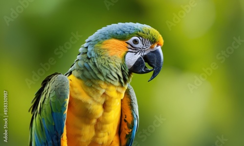 A Green Parrot with Blue Feathers