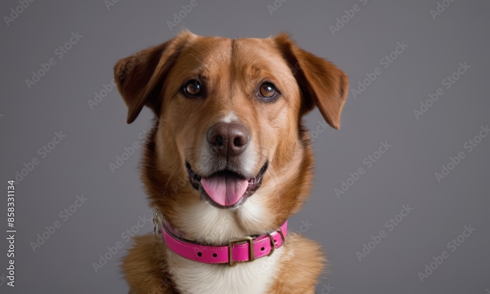 A Happy Dog with Pink Collar A Happy Dog with Pink Collar