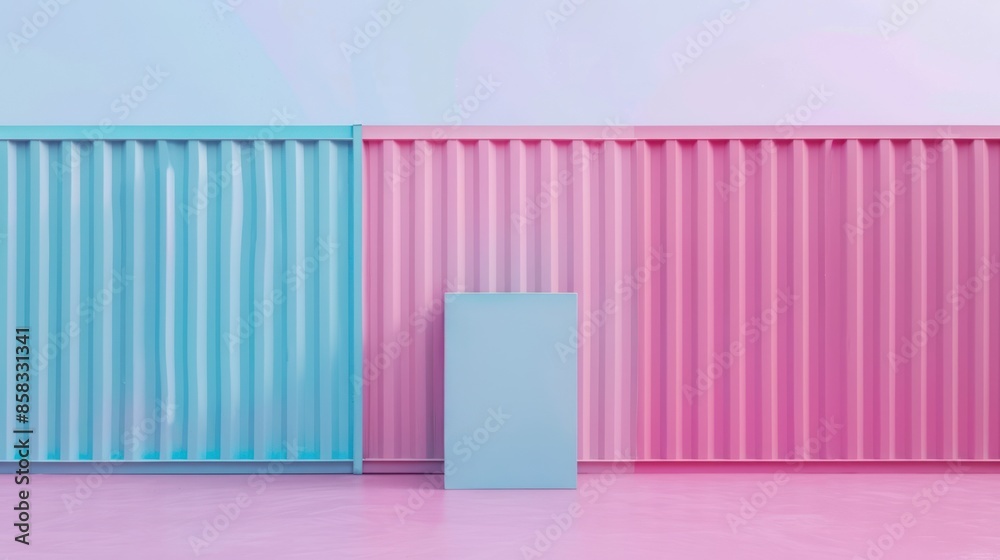 A creative composition featuring a new container with a pastel-colored backdrop, highlighting the copy space for promotional content A creative composition featuring a new container with a pastel-colored backdrop, highlighting the copy space for promotional content