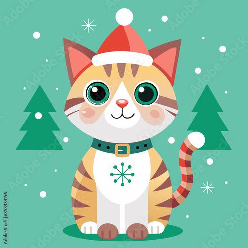 christmas-cat-mint-background © VarotChondra