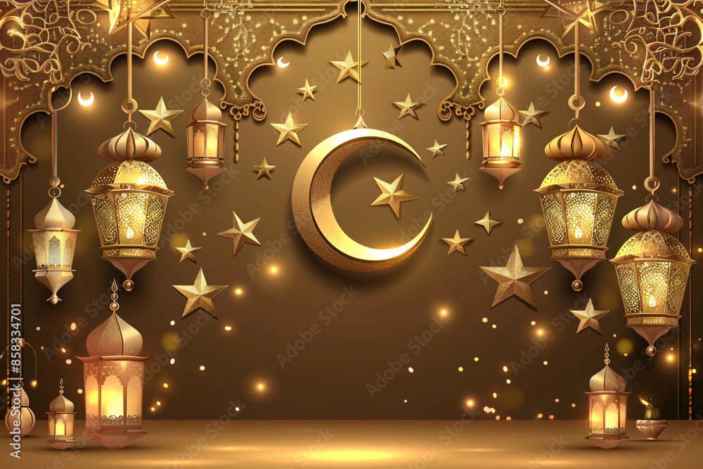 a gold and black background with lanterns and stars a gold and black background with lanterns and stars