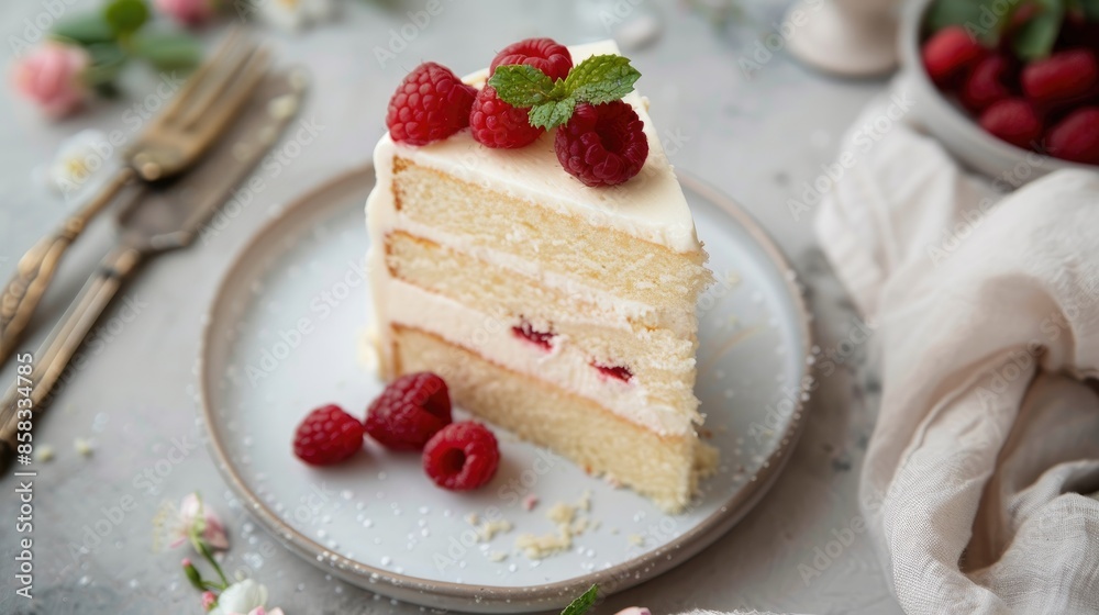 cake slice on dish cake slice on dish