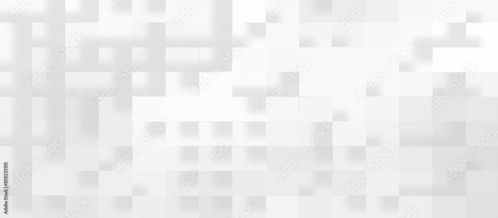 Geometric abstract white scaled cube boxes block background, seamless white or grey geometric business background, Abstract grey and white background with mosaic of white luxury pattern of squares. Geometric abstract white scaled cube boxes block background, seamless white or grey geometric business background, Abstract grey and white background with mosaic of white luxury pattern of squares.