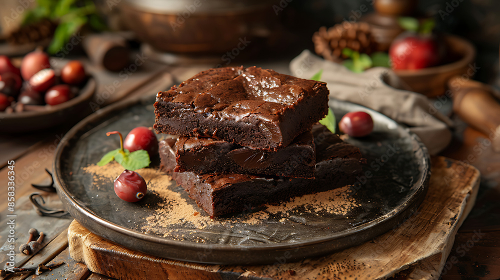 culinary photo, piece of chocolate cake, licorice cake culinary photo, piece of chocolate cake, licorice cake