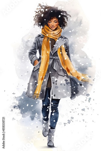 Winter Fashion Portrait of a Young Girl Generative AI photo