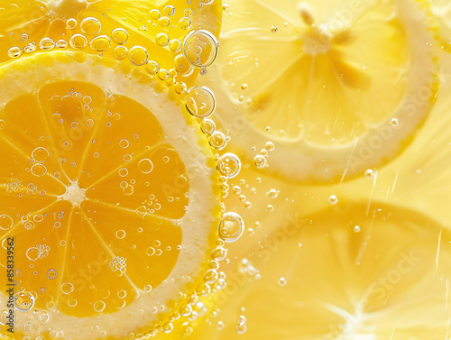 lemon slices of lemons floating in a clear liquid