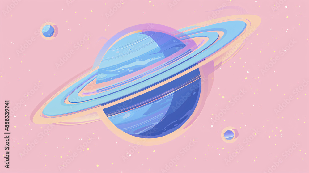 Naklejka premium a planet with rings in space