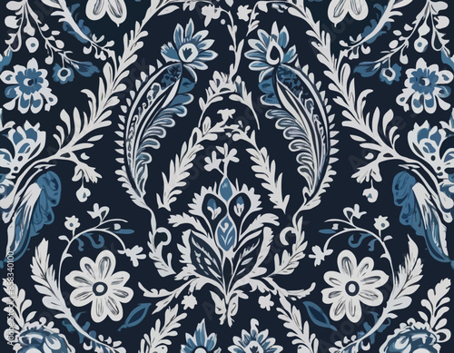 Indian Ikat floral paisley embroidery