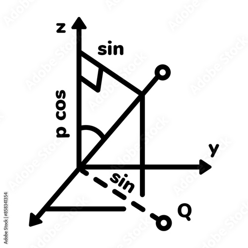 Easy to edit line icon of spherical coordinates 