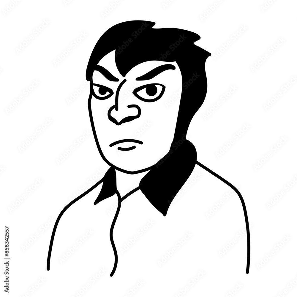 Ugly male with a serious face expression, doodle style character Ugly male with a serious face expression, doodle style character