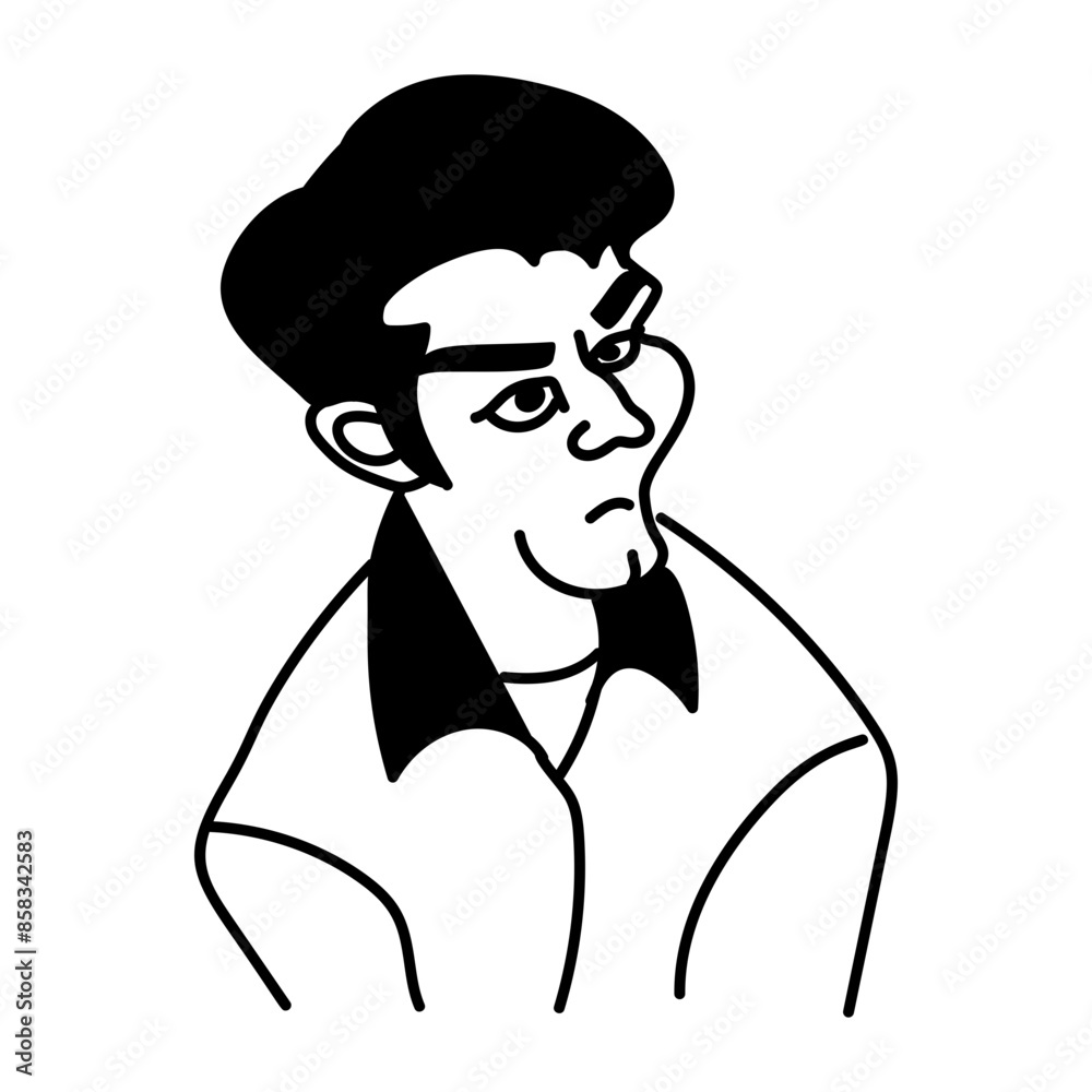 Doodle character icon depicting an unattractive boy 