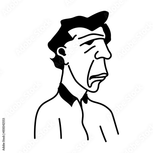 Hand drawn icon showing an unattractive man 
