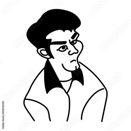 Doodle character icon depicting an unattractive boy 