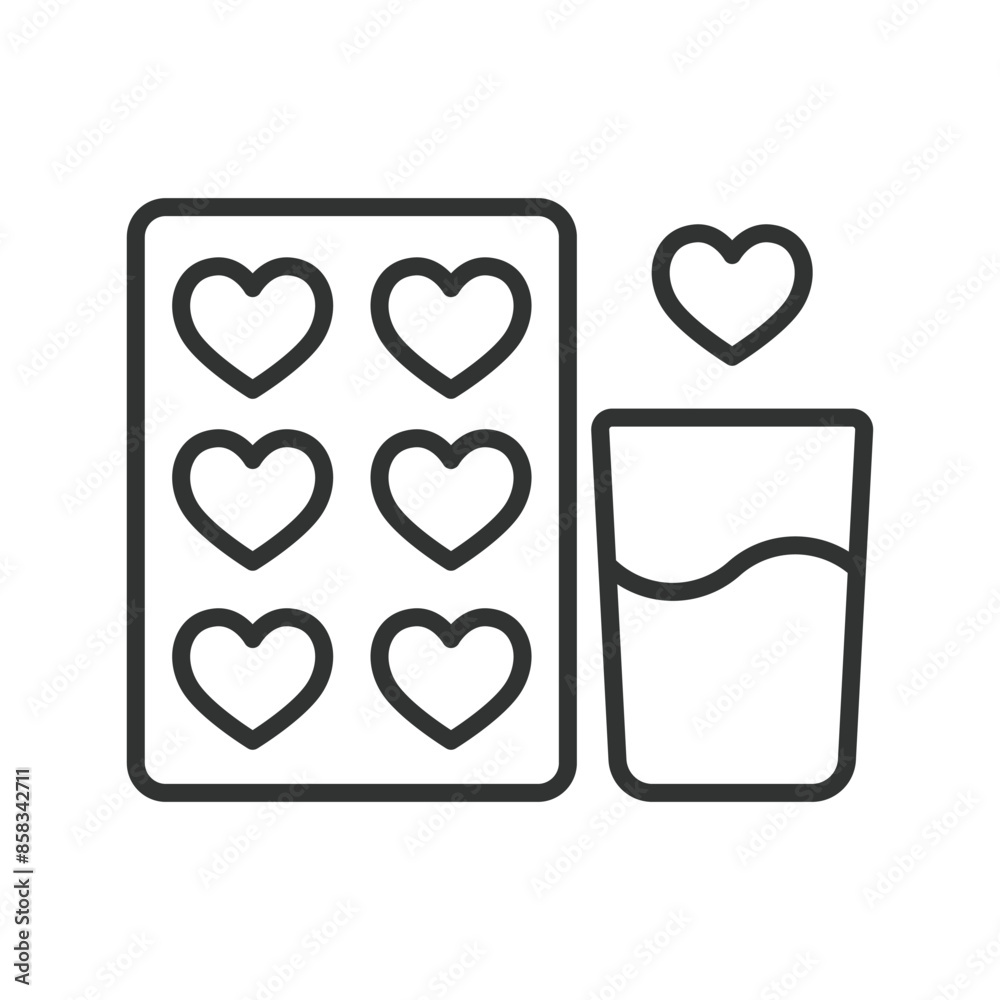 Heart medication, in line design. Heart, medication, cardiology, treatment, pills, heart health, pharmaceuticals on white background vector. Heart medication editable stroke icon. Heart medication, in line design. Heart, medication, cardiology, treatment, pills, heart health, pharmaceuticals on white background vector. Heart medication editable stroke icon.