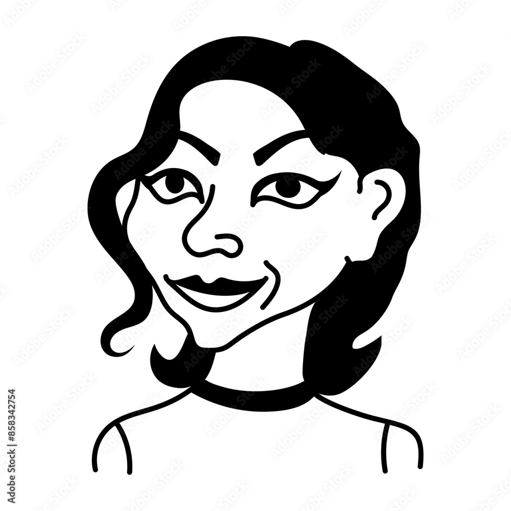 Ugly girl with short hair, doodle style character Ugly girl with short hair, doodle style character