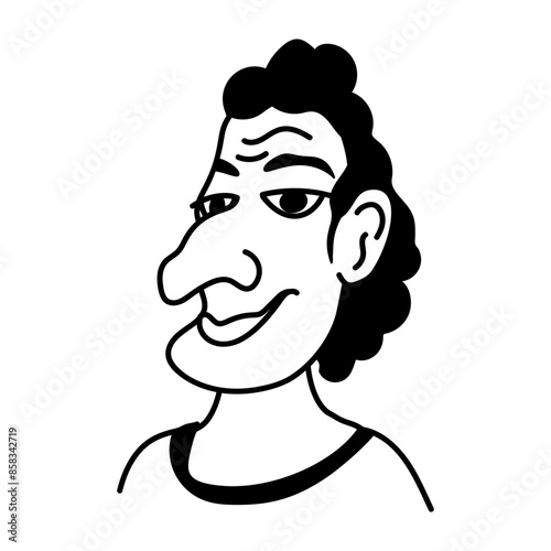 Ugly cartoon character of oblong face  