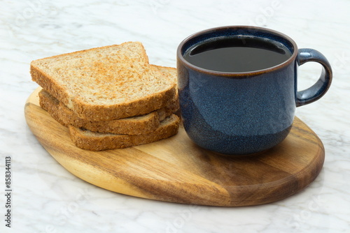 delicious hot premium coffee with toasts