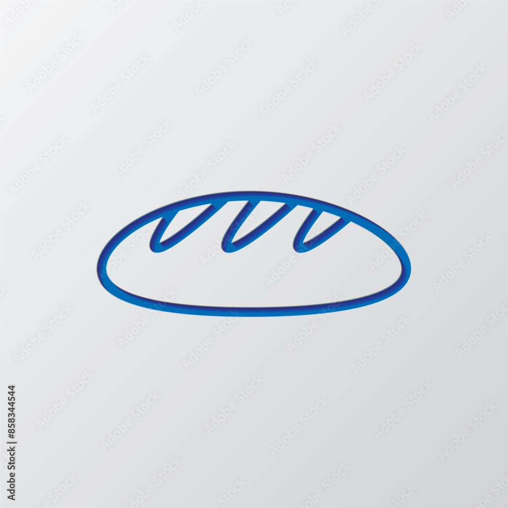Bread simple icon vector. Flat design. Paper cut design. Cutted blue symbol with shadow. Gray background Bread simple icon vector. Flat design. Paper cut design. Cutted blue symbol with shadow. Gray background