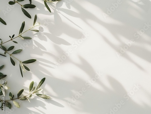 Spring, summer wedding, birthday stationery, empty wall mockup with mint green olive tree branch