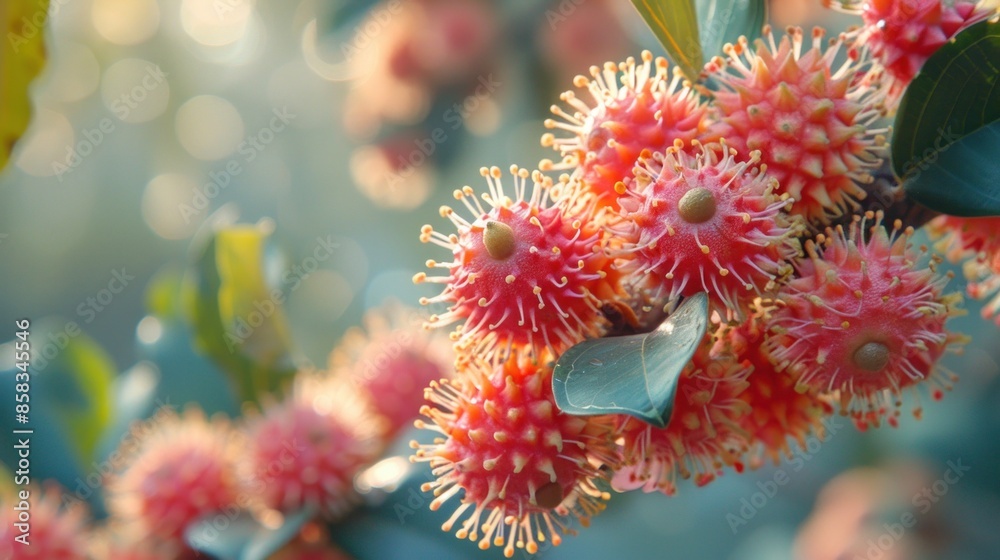 Close-Up of Vibrant Pink Flower Buds on a Branch Close-Up of Vibrant Pink Flower Buds on a Branch