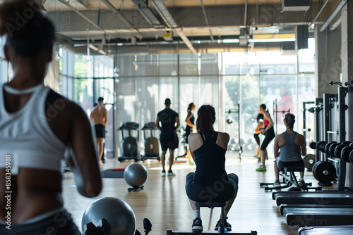 A group of people working out in a gym.