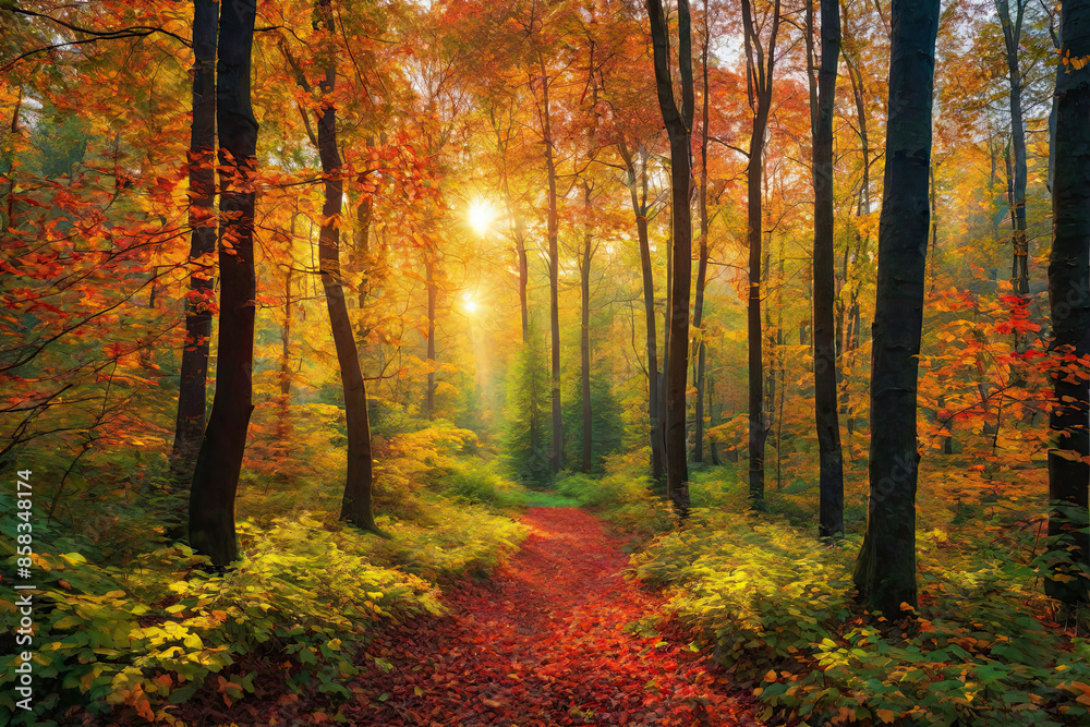 Autumn forest landscape, orange golden foliage, fall wallpaper Autumn forest landscape, orange golden foliage, fall wallpaper