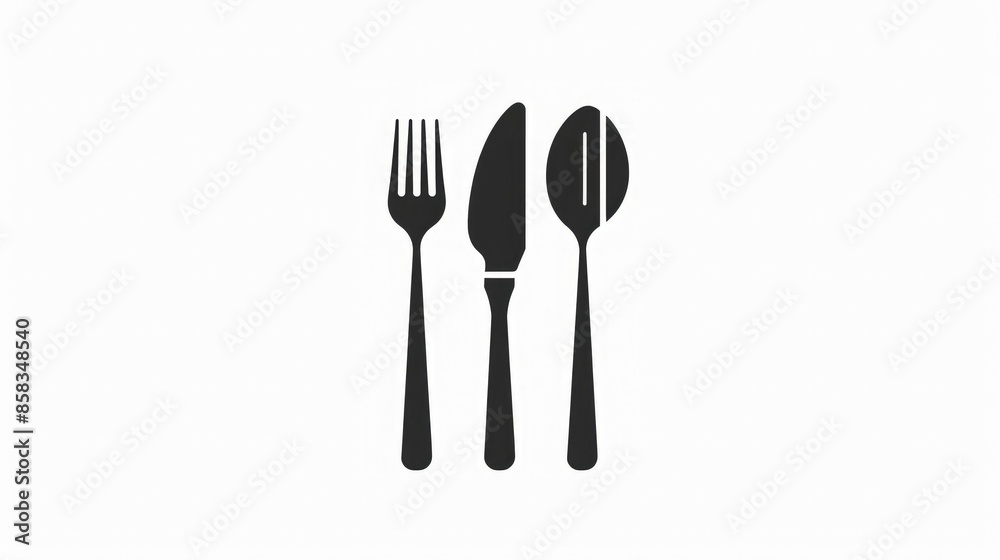 logo of cutlery, spoon fork knife in the shape, flat design, bkack and white illustration logo of cutlery, spoon fork knife in the shape, flat design, bkack and white illustration