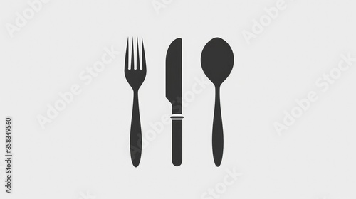logo of cutlery, spoon fork knife in the shape, flat design, bkack and white illustration photo